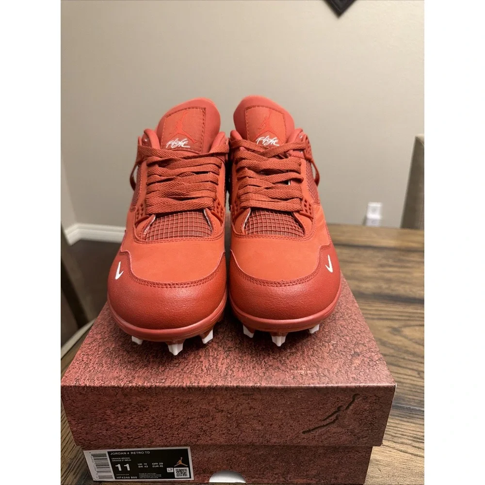 Custom Air Jordan 4 Brick by Brick Football Cleats  Mens Size 11